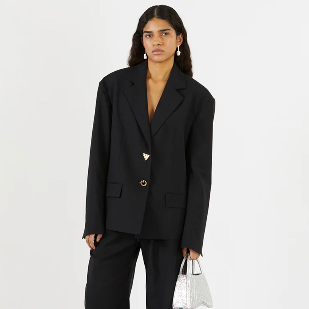 Karyn Jacket in Wool Blend Suiting Black