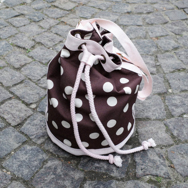 Bibi Bag in Brown with Cream Dots