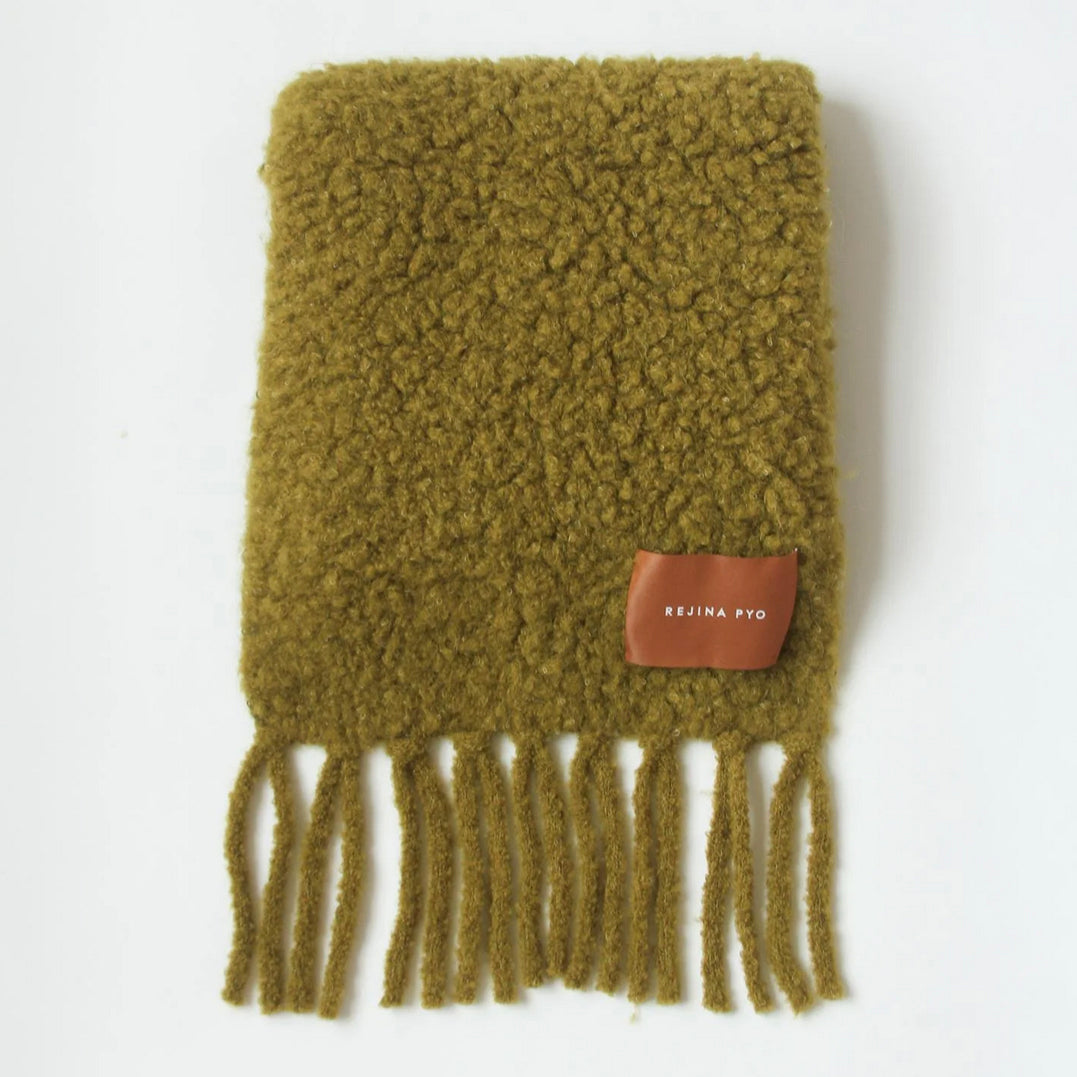 Fringe Scarf Bouclé Alpaca Green