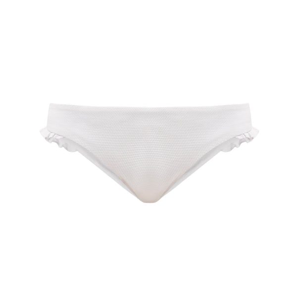 Ruffle Bikini Bottom in Textured White – Misia