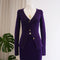 Ramin Ribbed Cotton Cardigan in Purple