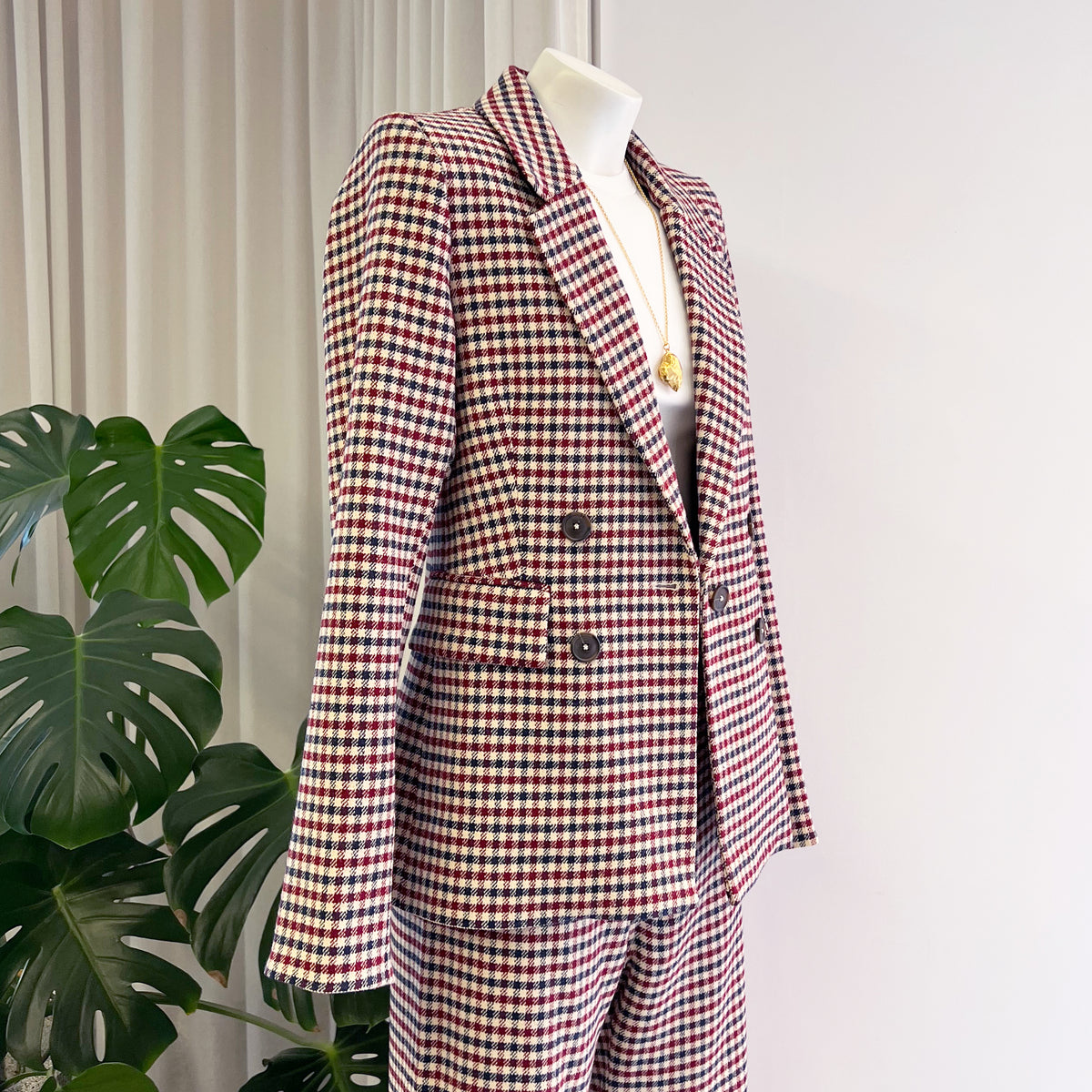 Zara pink gingham blazer sales